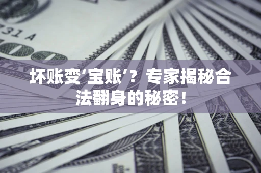 济南坏账变‘宝账’？专家揭秘合法翻身的秘密！